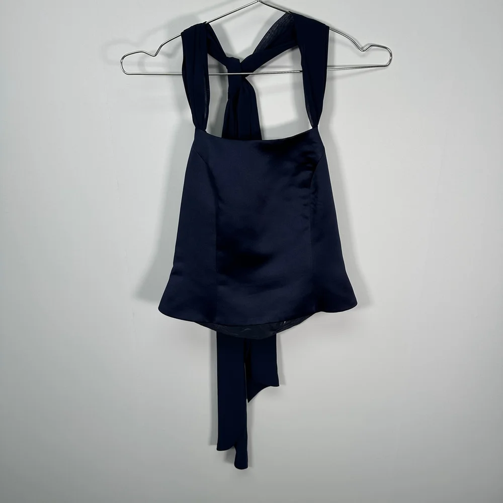 Y2K Navy Blue 2 Piece Formal Skirt & Halter Top 7 - Picture 6 of 9